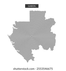 A graphic representation of Gabon highlights its distinct geographic shape and patterns. The map presents a unique visual interpretation.