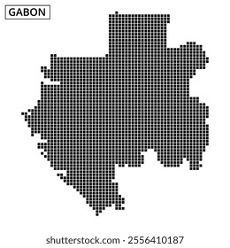 A graphic representation of Gabon highlights its distinct geographic shape and patterns. The map presents a unique visual interpretation.