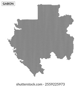 A graphic representation of Gabon highlights its distinct geographic shape and patterns. The map presents a unique visual interpretation.