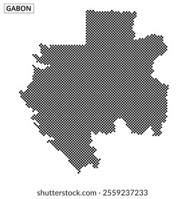 A graphic representation of Gabon highlights its distinct geographic shape and patterns. The map presents a unique visual interpretation.