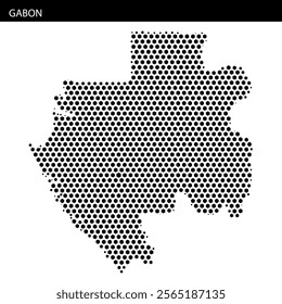 A graphic representation of Gabon highlights its distinct geographic shape and patterns. The map presents a unique visual interpretation.