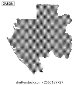 A graphic representation of Gabon highlights its distinct geographic shape and patterns. The map presents a unique visual interpretation.