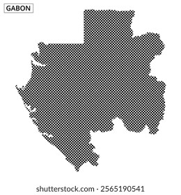 A graphic representation of Gabon highlights its distinct geographic shape and patterns. The map presents a unique visual interpretation.