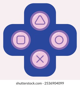 A graphic representation of gaming controller buttons in a cross layout.