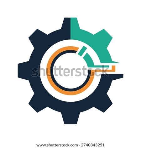 Graphic representation of a gear with clock features