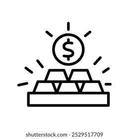 A graphic representation of gold bars and a dollar sign, symbolizing wealth and investment.