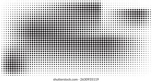 Graphic representation of a halftone pattern with circular dots creating a gradient effect over a white canvas.
