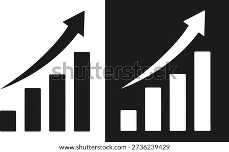 A graphic representation of increasing trends in two contrasting colors