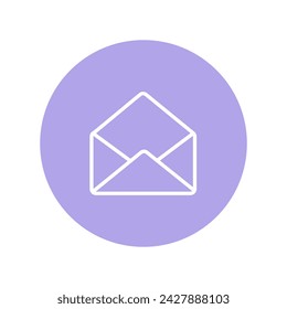 Graphic representation of a minimalist white envelope icon on a purple circular backdrop, symbolizing email communication.