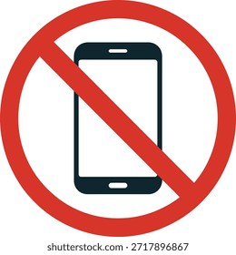 A graphic representation of a mobile phone with a red prohibition symbol overlaid on it,