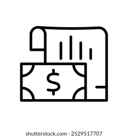 A graphic representation of money and a receipt, symbolizing financial transactions.