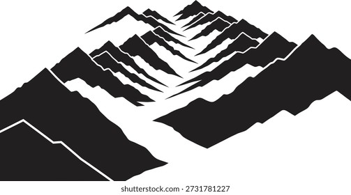 A graphic representation of mountains with sharp peaks and slopes