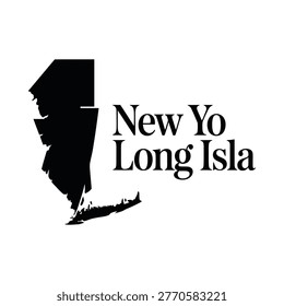 A graphic representation of new york state featuring long island s silhouette and text