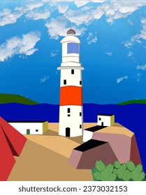 Graphic representation of the Punta Europa lighthouse, on the Strait of Gibraltar.