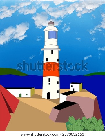 Graphic representation of the Punta Europa lighthouse, on the Strait of Gibraltar.