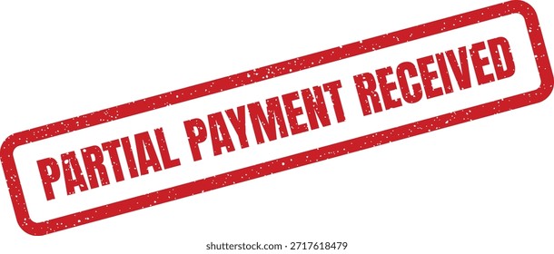 Uma representação gráfica de um carimbo vermelho, confirmando que um pagamento parcial foi recebido com sucesso, vital para rastrear a renda. Adequado para processos de reconciliação financeira.