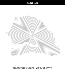 Graphic representation of Senegal using circular designs.