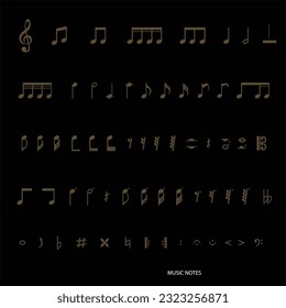 Graphic representation of several types of notes in music 