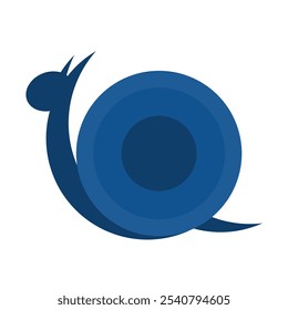 graphic representation of a snail in a minimalist style, featuring bold blue tones and clean lines, conveying simplicity and modern design aesthetics