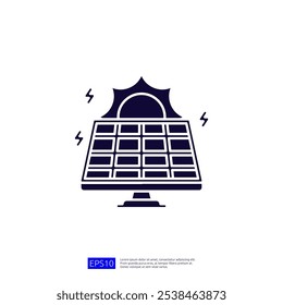 A graphic representation of a solar panel absorbing sunlight, symbolizing renewable energy and sustainability.