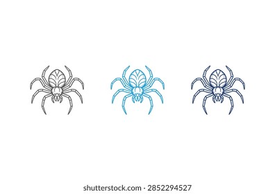 A graphic representation of three spiders, each depicted in a unique artistic style and color palette, presented side by side.