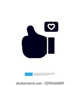 A graphic representation of a thumbs-up gesture alongside a heart symbol, commonly used to indicate approval or affection in digital communication.