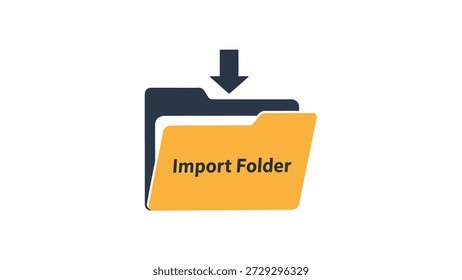Representación gráfica de una carpeta amarilla etiquetada como importación con una flecha hacia abajo