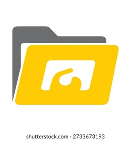 Representação gráfica de uma pasta amarela com um documento branco dentro