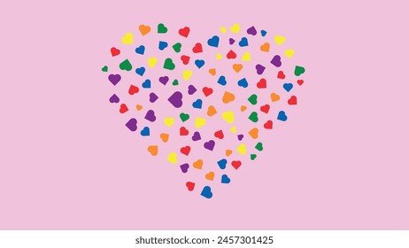 Graphic resource heart full of hearts of different colours. Concept: Valentine's Day, diversity, LGTBI