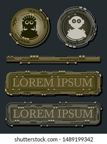 Graphic resources set. Background for banner, avatar, header and more. Mechanical fantastic Steampunk banner with copy space.