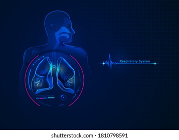 graphic of respiratory system with futuristic healthcare element