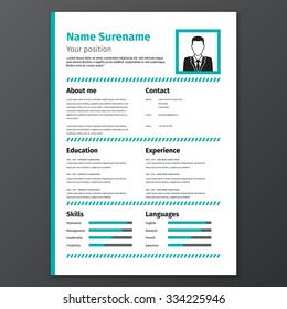 Graphic resume template, vector cv