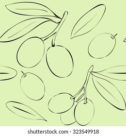 Graphic retro olive seamless vector pattern
