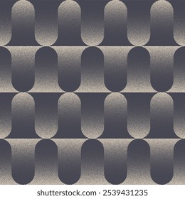 Graphic Rhythmic Motif Seamless Pattern Dot Work Abstract Vector Background. Continuous Halftone Retro Styled 60s 70s Groovy Art Illustration for Textile Print. Loopable Bauhaus Abstraction Wallpaper