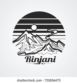Graphic of rinjani volcano mountain , lombok island indonesia ,vector illustration 