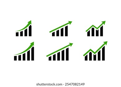 Ascenso gráfico. Icono de crecimiento de gráfico. Conjunto de Vectores de aumento de stock.