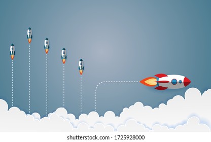 The graphic of rocket also represents the concept of courage Think differently move for success in life