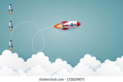 The graphic of rocket also represents the concept of courage Think differently move for success in life