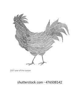 Graphic rooster. Symbol of chinese new year for design, poster, textile, bags,tattoos and so on.