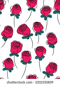 Graphic Roses Seamless Pattern