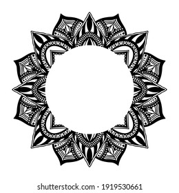 Graphic round frame traditional mandala abstract  isolated in white background.Boho indian shape.Ethnic oriental style.Vector illustration