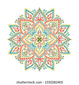 Graphic round mandala abstract  isolated in white background.Boho indian shape.Ethnic oriental style.vector illustration.