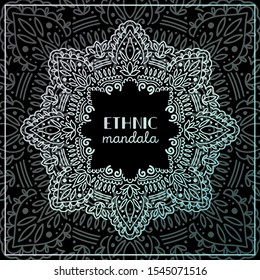 Graphic round mandala frame gradient abstract.Boho indian shape.Ethnic oriental style.vector illustration.