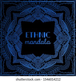 Graphic round mandala frame gradient abstract.Boho indian shape.Ethnic oriental style.vector illustration.