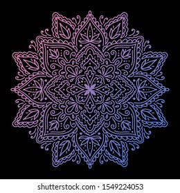 Graphic round mandala gradient abstract.Boho indian shape.Ethnic oriental style.vector illustration.