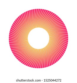 graphic round waves iris ring in pop pink orange shades on white