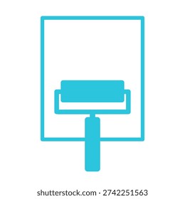 Graphic Rubber Printing Roller. Blue icon