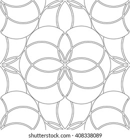 Graphic sacred geometry seamless pattern. Vector flower of life in black and white colors. Coloring book page design  for adults and kids