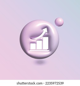 Graphic sales Icon with in circle bright pastel color in 3d style realistic vector