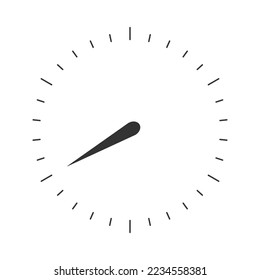 Graphic scale of round measuring tool with arrow. 360 degree template of barometer, compass, manometer, speedometer isolated on white background. Vector outline illustration